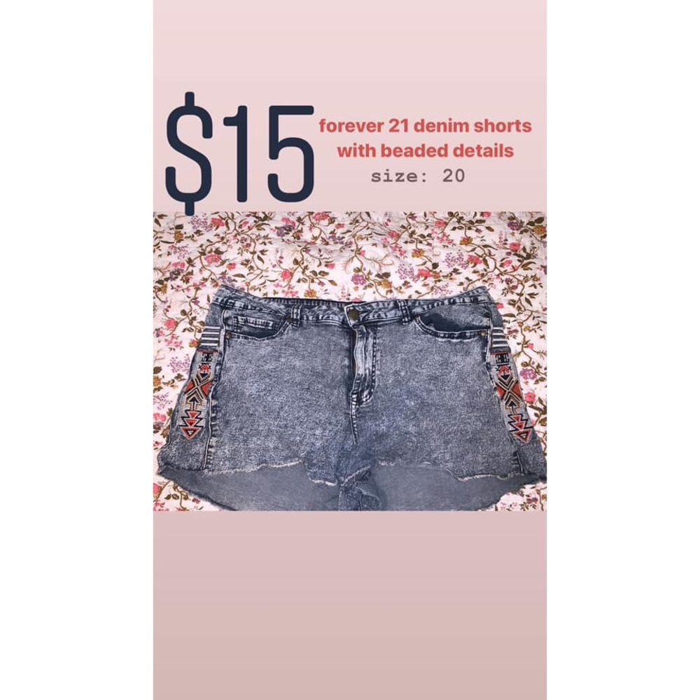 forever 21 denim shorts with beaded details